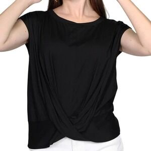 St Tropez solid basic top with knot on hemline sz L